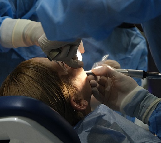 Woman getting dental work
