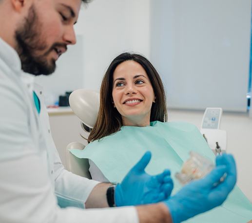 Woman smiling at the dentist