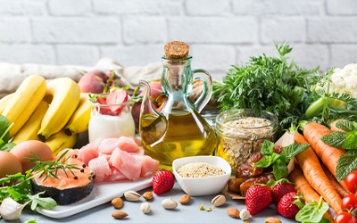 a table full of healthy foods