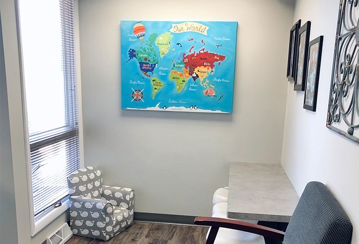 Kid friendly dental office waiting room