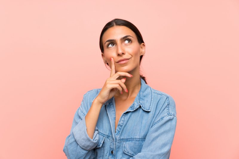 Closeup of woman thinking