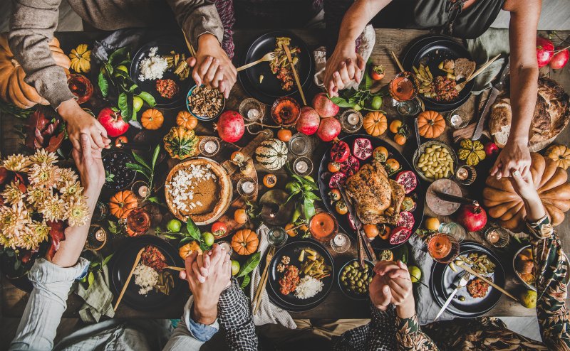 Thanksgiving dinner on table